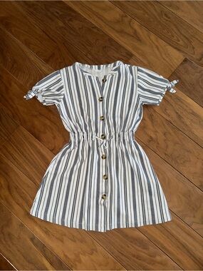 Zara Black and White Striped Button-Front Casual Dress